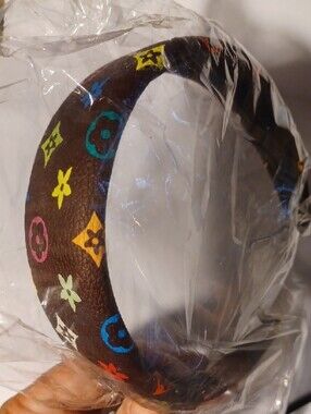 Brown Patterned Padded Headband with Multicolor Accents
